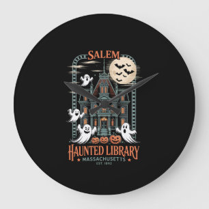 Bokorm Halloween-tröja Hemsökt bibliotek Stor Klocka