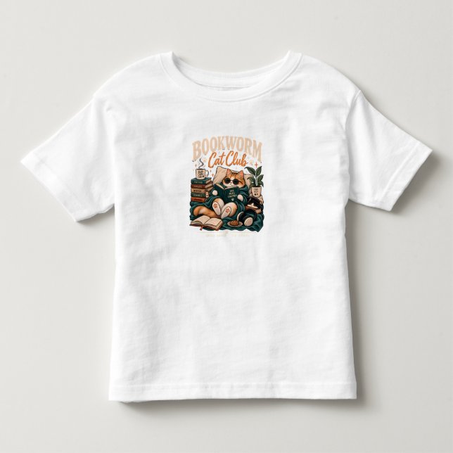 Bokorm Kat Klub Mysig Läsning Katt Böcker Kaffe T Shirt (Framsida)
