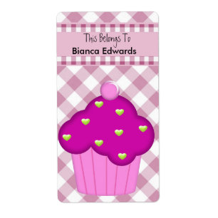 Bokplatslabel Teens Barnbok Rosa Cupcake Kontroll Fraktsedel