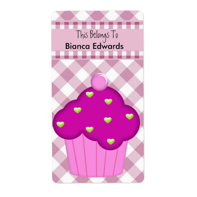 Bokplatslabel Teens Barnbok Rosa Cupcake Kontroll Fraktsedel (Framsidan)