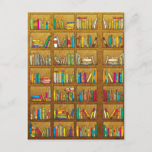 bokshelf mönster vykort