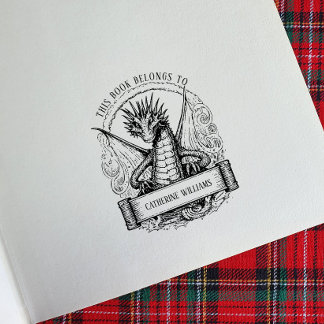 Bokskylt för eget namn för Dragon Stämpel