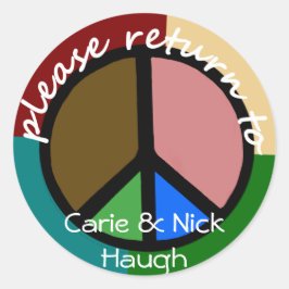 Bokskylt för fredssymbol för flera Färg Runt Klistermärke