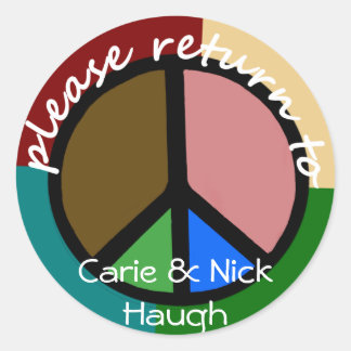 Bokskylt för fredssymbol för flera Färg Runt Klistermärke