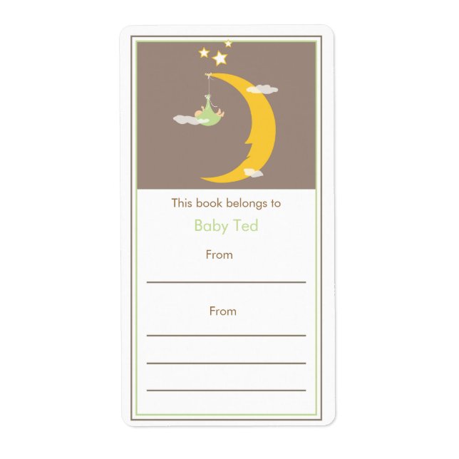 Bokskylt för grönt Måne och stjärnor Fraktsedel (Framsidan)