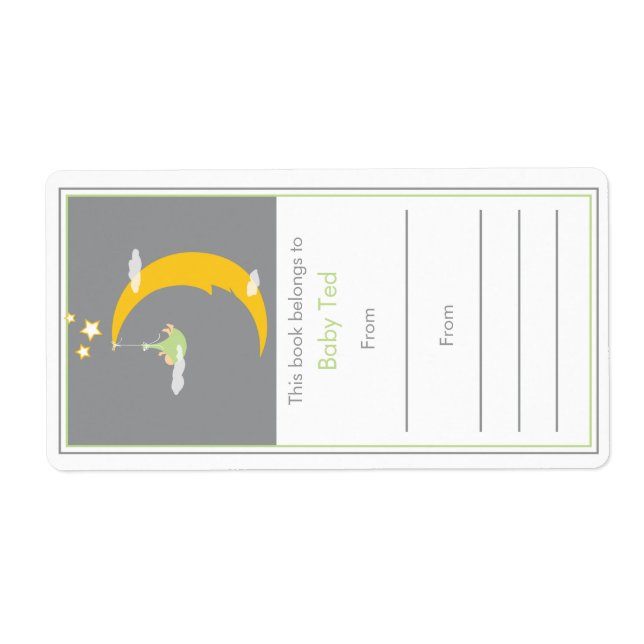 Bokskylt för grönt Måne och stjärnor Fraktsedel (Framsidan)