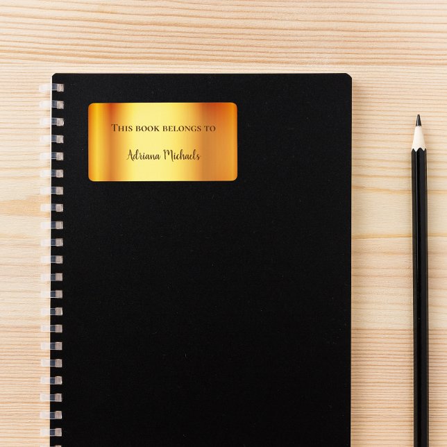 Bokskylt för metallisk elegant i Guld namn Adressetikett (Skapare uppladdad)