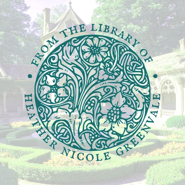 Bokskylt för Personlig för Blommigt i Art nouveau Stämpel (Skapare uppladdad)