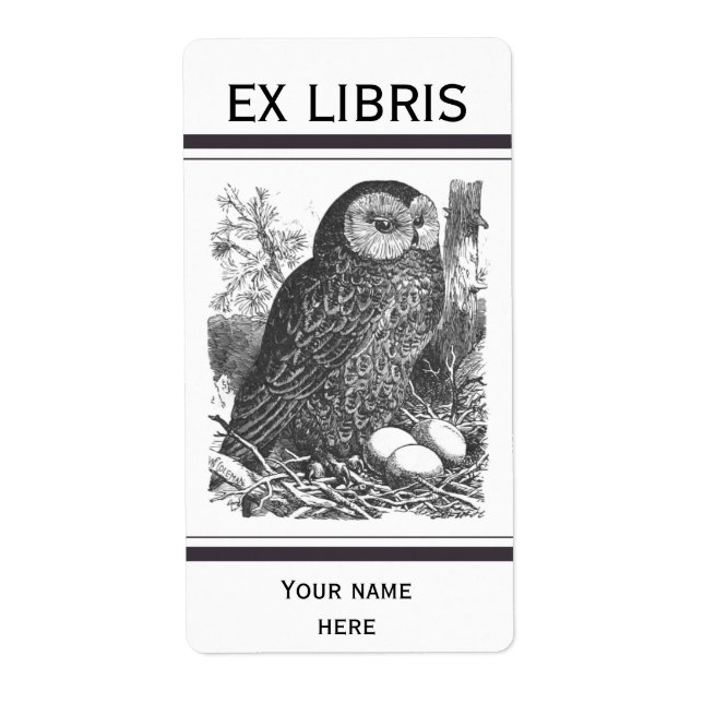 Bokskylt för Retro brooding uggla teckning Fraktsedel (Framsidan)