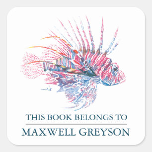 Bokskylt för Tropiska fisken Back to school Barn Fyrkantigt Klistermärke