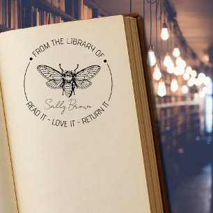Bokskylten bok bibliotek bok frimärke Anpassningsb Självfärgande Stämpel