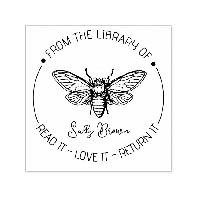 Bokskylten bok bibliotek bok frimärke Anpassningsb Självfärgande Stämpel (Design)