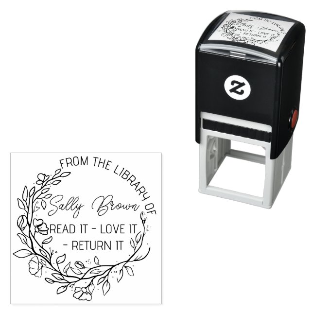 Bokskylten Bok bibliotek bok frimärke Anpassningsb Självfärgande Stämpel (In Situ)