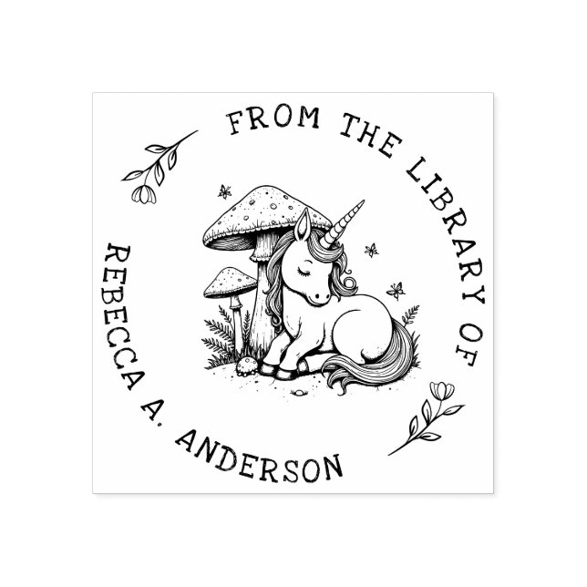 Bokskylten Frimärke i Sollpieum Unicorn Toadstool Stämpel (Tryck)