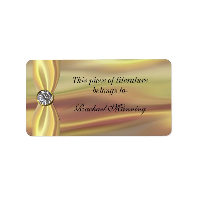 Bokskyltmärke för guld-satäng adressetikett (Framsidan)