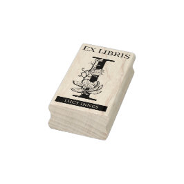 Bokskyltmonogram EX libris Bok bibliotek I Stämpel