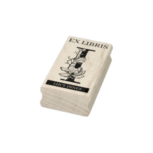 Bokskyltmonogram EX libris Bok bibliotek I Stämpel