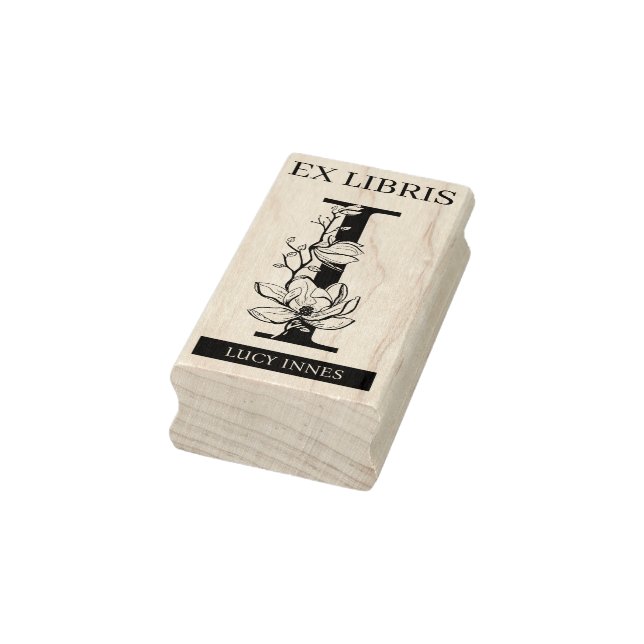 Bokskyltmonogram EX libris Bok bibliotek I Stämpel (Stämpel)