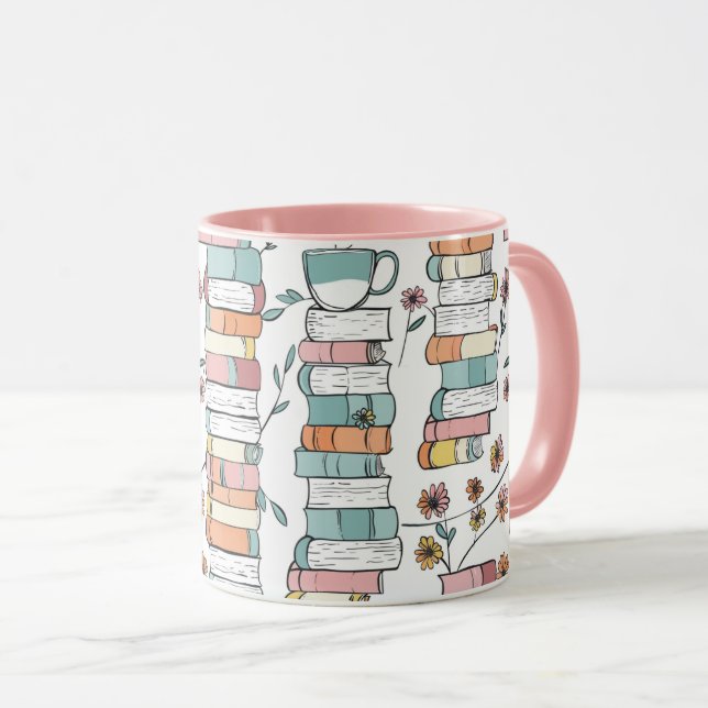 Boksluka böckers Pastell Rosa Kaffemugge Mugg (Framsida höger)