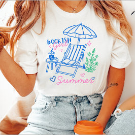 Bokslukande flicka sommar strand semester läsare t shirt