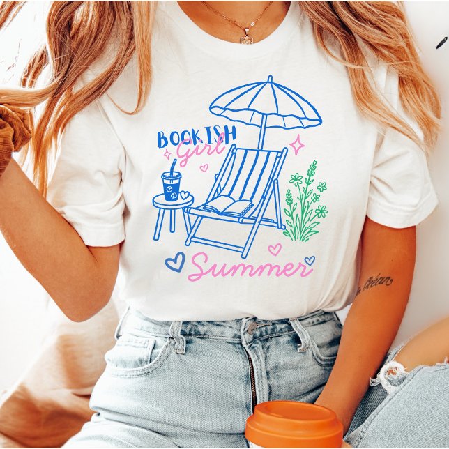 Bokslukande flicka sommar strand semester läsare t shirt (Skapare uppladdad)