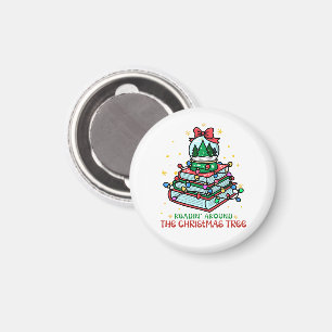 Bokslukande läsning runt julgranen magnet