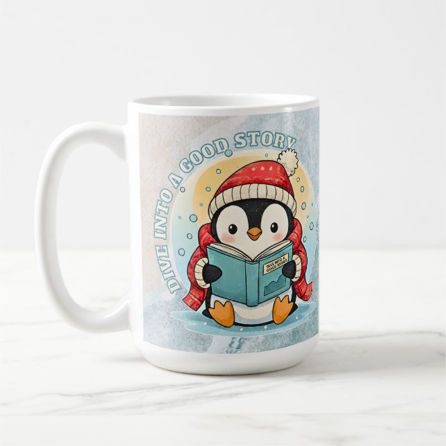 Bokslukande pingvinäventyr Stor kaffekopp (Vänster)