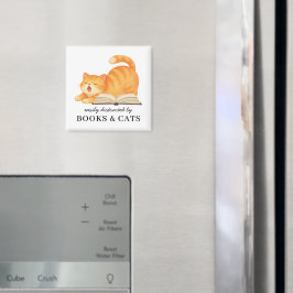 Bokslukande röd katt Roligt citat för bokälskare  Magnet