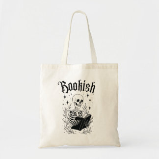 Bokslukande skelett Halloween-läsning gotisk stil Tygkasse