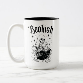 Bokslukande skelett Halloween-läsning gotisk Två-Tonad Mugg