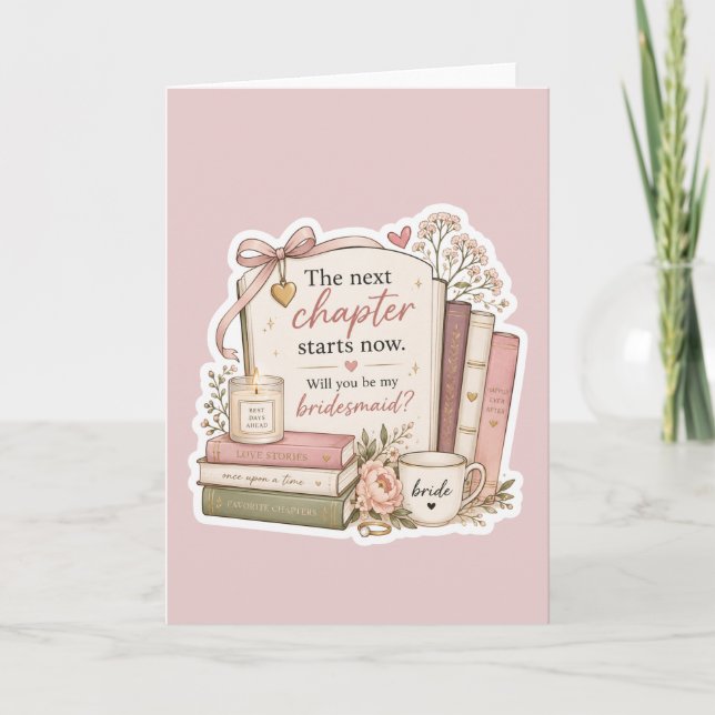 Bokslukande Will You Be My Bridesmaid-kort Kort (Framsida)