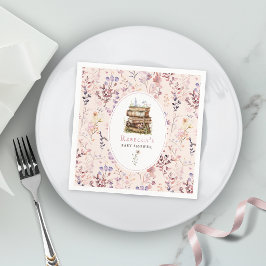 Bokstapel baby shower akvarell, vildblomma pappersservett