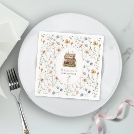 Bokstapel baby shower akvarell, vildblomma pappersservett