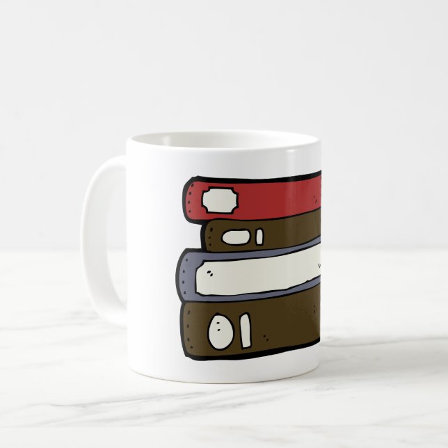 Bokstapel Bibliotek Läsning Kaffemugg (Framsida vänster)