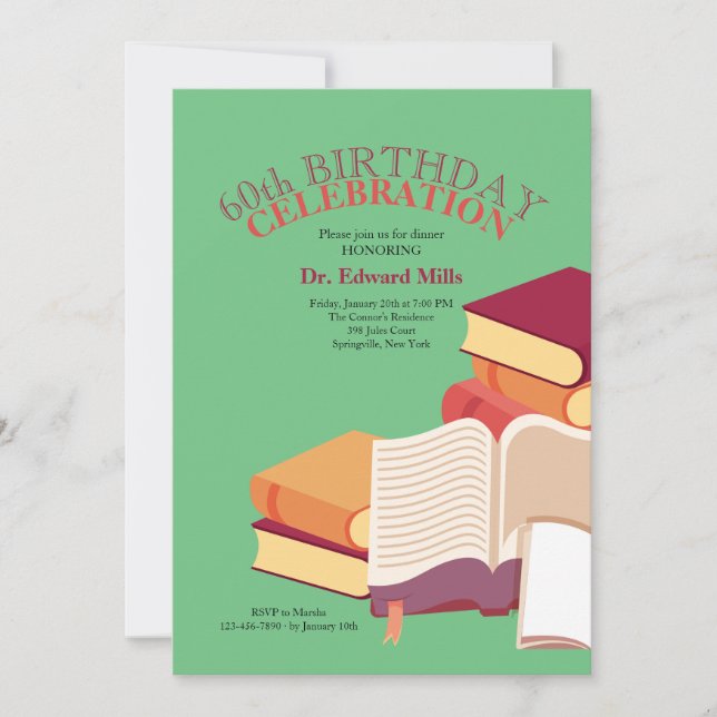 Bokstapel-inbjudan Inbjudningar (Framsida)