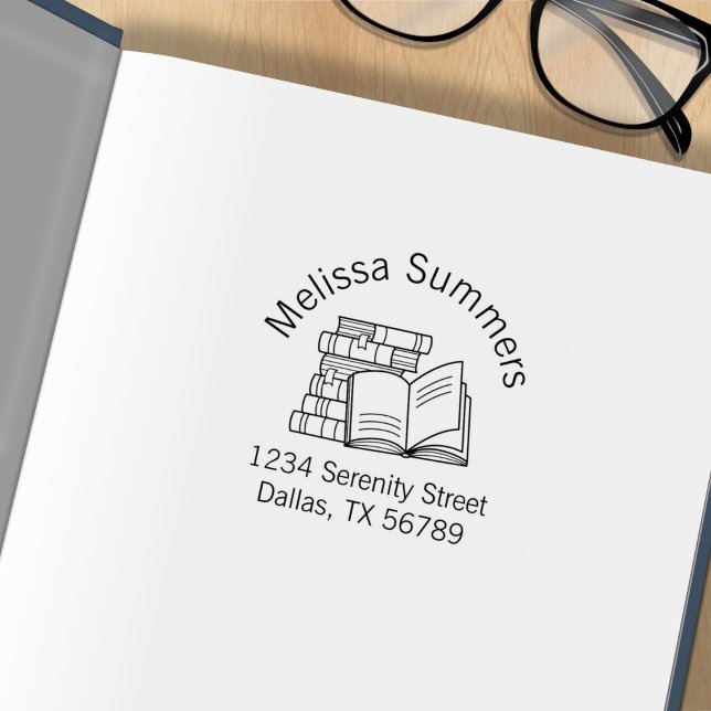 Bokstapel och öppen bok adress bokmärke stämpel (Skapare uppladdad)