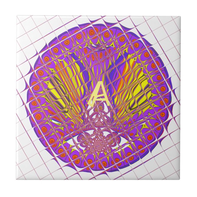 Bokstav A, Färgrik logotextdesign Kakelplatta (Framsidan)