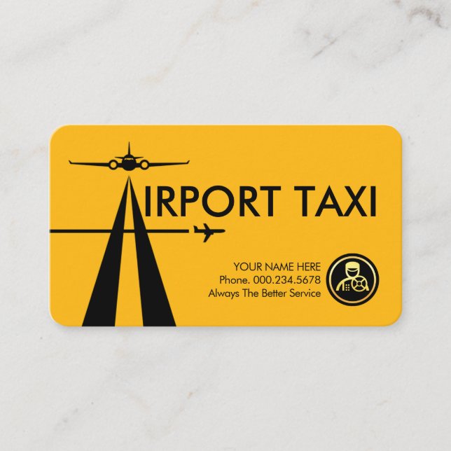 Bokstav-A Flygplats Taxitjänst Visitkort (Framsida)