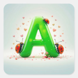 Bokstav A Förtjusande Natur Monogram Design Barnpr Fyrkantigt Klistermärke