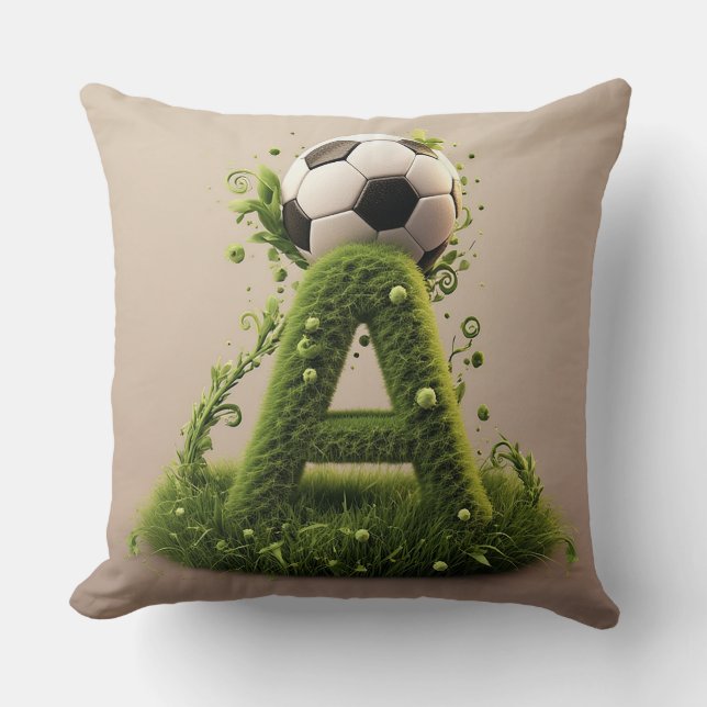 ⚽ Bokstav A Fotboll Gräs Topiary Sport Dekoration Kudde (Framsida)