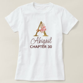 Bokstav A Guldmonogram Rosa Rosor Födelsedag T Shirt