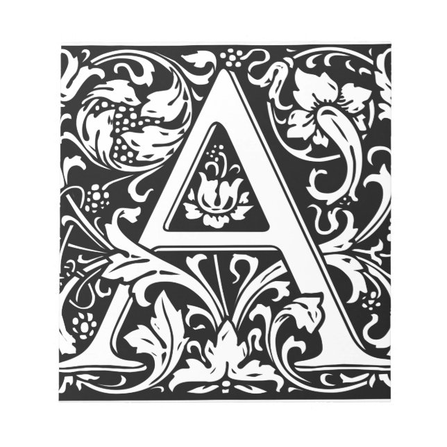 Bokstav A Medeltida Monogram Art Nouveau Anteckningsblock (Framsida)