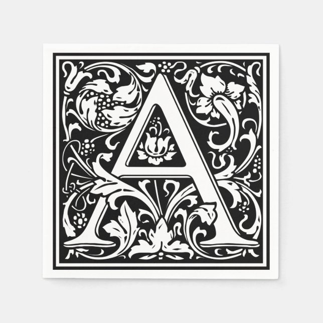 Bokstav A medeltida monogram Art Nouveau Pappersservett (Framsidan)