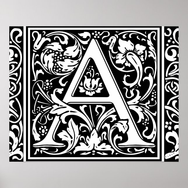 Bokstav A medeltida monogram Art Nouveau Poster (Framsidan)