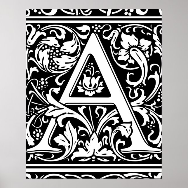 Bokstav A medeltida monogram Art Nouveau Poster (Framsidan)