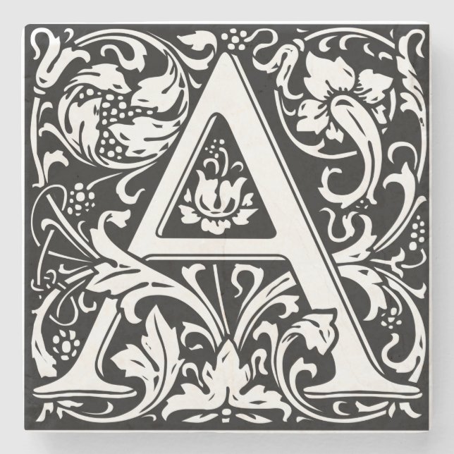 Bokstav A medeltida monogram Art Nouveau Stenunderlägg (Framsidan)