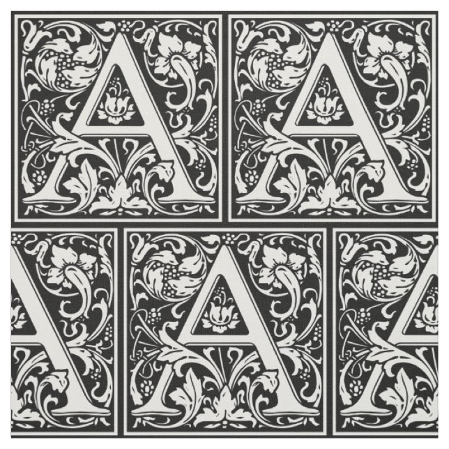 Bokstav A medeltida monogram Art Nouveau Tyg (Provkarta)