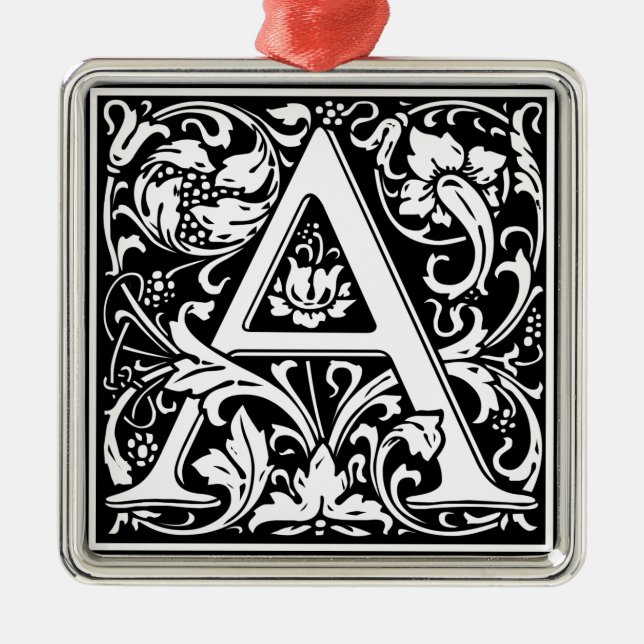 Bokstav A medeltida monogram konst initial Julgransprydnad Metall (Framsidan)