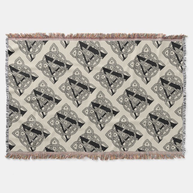 Bokstav A Monogram Vintage Keltisk Knuttryck Filt (Framsidan)