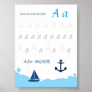 Bokstav A Spårningsaffisch för Barn | A är för Ank Poster